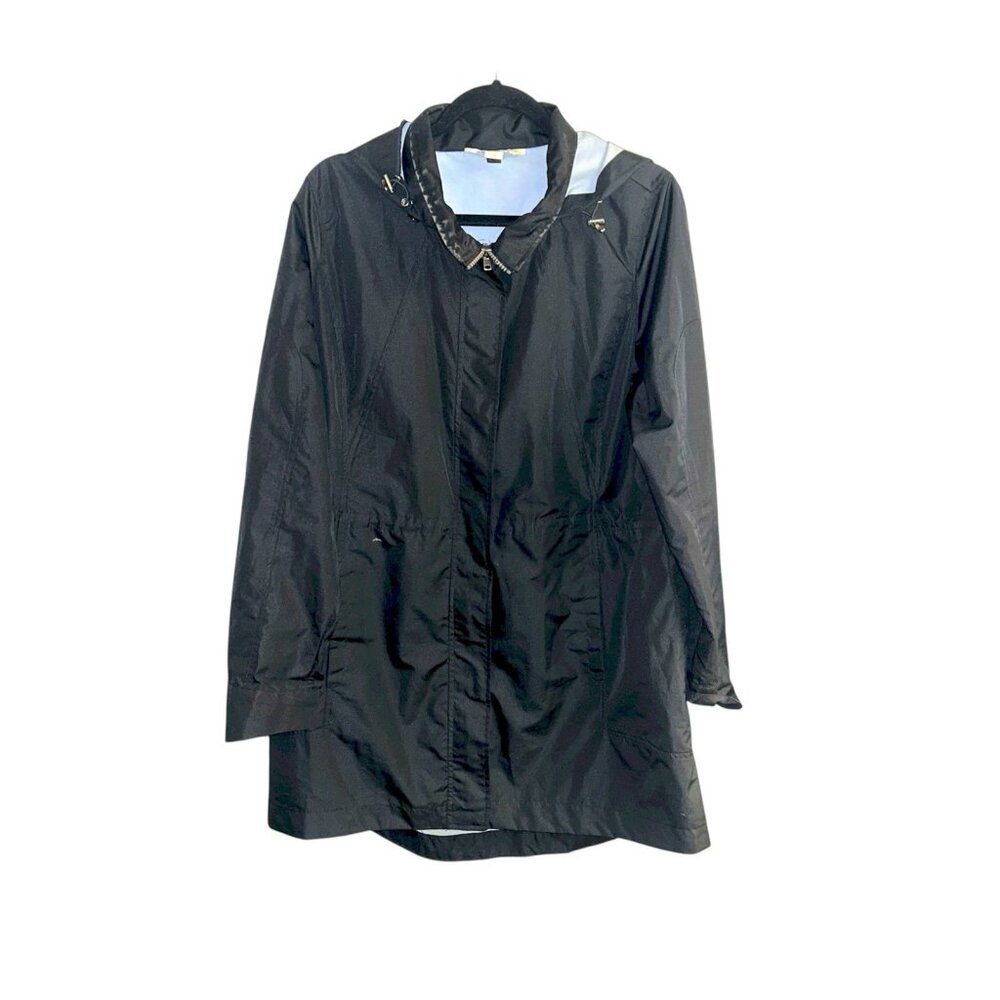 Woolrich Black Hooded Cinched Waist Windbreaker Rain Jacket Womens Size Large